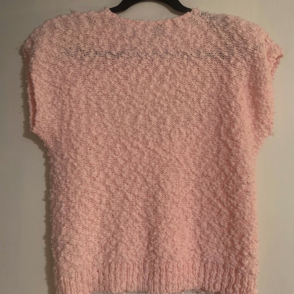 Large Vintage Margules Pastel Pink Chunky Sleeveless Sweater Grandmacore - Picture 2 of 7